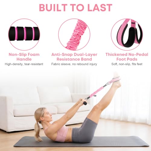 Multifunctional Foot Pedal Resistance Band Set 30-90LB | Sit Up Assist Strap, Adjustable Strength Home Gym Fitness Equipment for Full Body Workout – Portable Home Gym for Men & Women