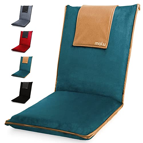 malu Floor Chair Padded w/Back Support - Japanese Chair Meditation Cushion | Comfortable Folding Backrest, Removable Easy Wash Cover (Chair, Extra Large, Forest Green) - color: Forest Green