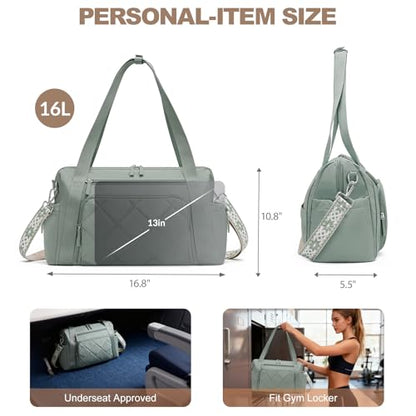 SYTRAH Gym Bag for Women, Duffle Sport Purse for Travel & Dance Green - color: Green(No shoe compartment)