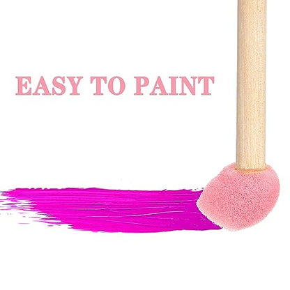 WHQXFDZ 40 Pieces 0.8 inch Round Sponge Foam Brush Set Paint Brush Wooden Handle Foam Brush Sponge Painting Tools for Painting Crafts(0.8inch) - size: 0.8inch