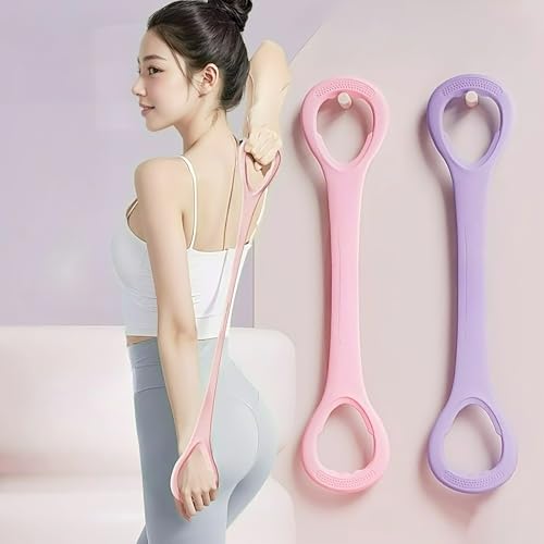 2Pack Resistance Bands, Silicone Yoga Stretch Rope, Portable Fitness Expander, Non-Slip Handles, Full Body Workout for Arms, Back, Legs, Home Gym Training Equipment Portable Neck and Shoulder Relaxer