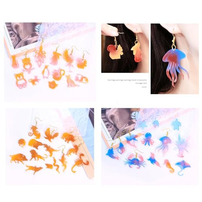 4 Piece Resin Earring Molds，53 Animal Shapes UV Resin Molds with Holes for Keychain Making Cats Dogs Bears Silicone Molds for Earring Necklace Pendant Jewelry Craft Supplies DIY Art Gift - color: Animal