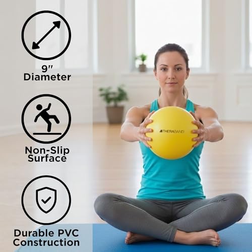 THERABAND Mini Ball, 9-Inch Pilates & Yoga Ball, Physical Therapy, Yellow - style: New Version
