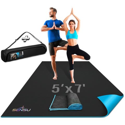 Sensu Large Yoga Mat for Men and Women – Extra Thick Non-Slip Yoga Mat with High Grip Surface for Hot Yoga, Pilates, Stretching, Meditation, and Floor Workouts – Durable Exercise Mat for Home or Studio (Multiple Sizes) - size: 7' x 5' x 9mm