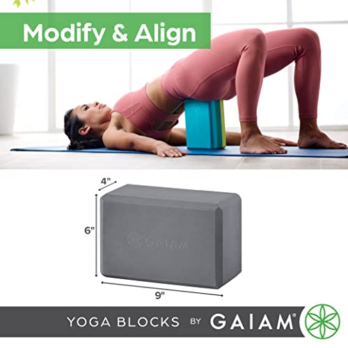 Gaiam Yoga Block - Supportive Latex-Free Eva Foam - Soft Non-Slip Surface with Beveled Edges for Yoga, Pilates, Meditation - color: Lagoon, style: 2 Blocks