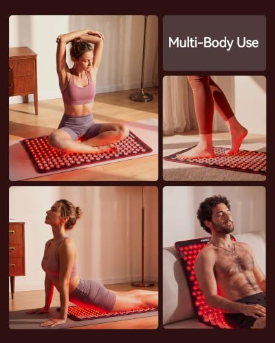 FliKEZE 2-in-1 Acupressure Mat with Red Light Therapy for Body Home Use | FSA&HSA Eligible, 230 LEDs 660nm&850nm Infrared Light with Timer, 4600 Acupressure Points Relaxation for Back, Neck and Sleep