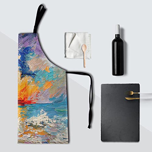 Giwawa Unisex Adult Apron Waterproof Stain Resistant Kitchen Cooking Apron with 2 Pockets for BBQ Grill Painting - color: Oil