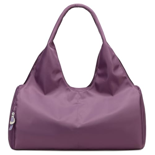 Forestfish Gym Bag For Women With Shoes Compartment & Wet Dry | Compact & Lightweight, Water Resistant, Use as Yoga bag, Pilates bag, Duffel bag - color: Purple