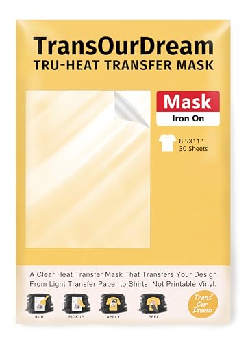 TransOurDream Heat Transfer Mask & Iron on Tape(30 Sheets, 8.5x11") - Iron-On Clear Positioning Film for Light Transfer Paper & Printable HTV on Shirts - color: Mask-Light, size: 30 Sheets