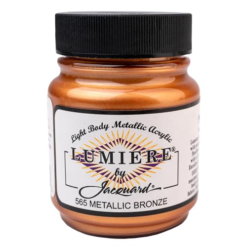 Jacquard Lumiere 2.25oz Fabric Paint Metallic Bronze - Metallic Paint for Fabric, Leather, Canvas, Paper and Wood - Light-bodied Metallic Acrylic Paint - Lightfast & Vibrant Acrylic Paints - color: Metallic Bronze, size: 2.25 Fl Oz (Pack of 1)