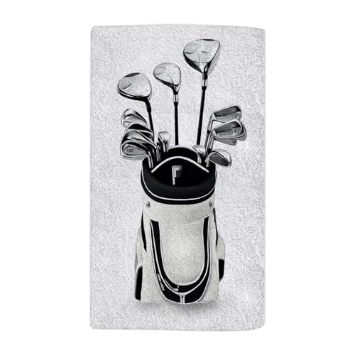 Golf Clubs Bath Towel 15X30 Inch Washcloths Golf Clubs in A Silver Bag Face/Body/Hair/Hand Towel for Spa Gym Yoga Swim Bathroom Kitchen Hotel - color: Golf Clubs