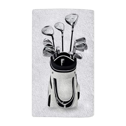 Golf Clubs Bath Towel 15X30 Inch Washcloths Golf Clubs in A Silver Bag Face/Body/Hair/Hand Towel for Spa Gym Yoga Swim Bathroom Kitchen Hotel - color: Golf Clubs