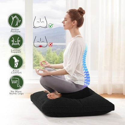 Meditation Cushion, 32x32inch Meditation Floor Pillow for Adults - color: Black