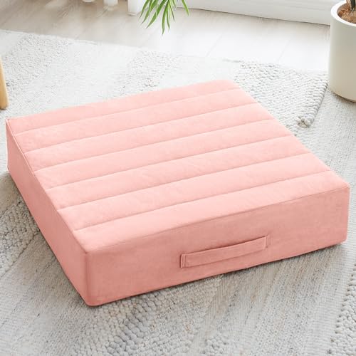JKMAX Floor Pillow - PinkJKMAX 22 inches Floor Pillow for Adults - Large Meditation Cushion with Thick Foam - Premium Outdoor Square Floor Cushion Seat - Yoga Pillow for Sitting On Floor - Pink - color: Pink, size: 1 Count