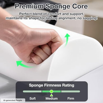 Upgraded Large Massage Bolsters for Under Legs, 24x8x4 in Half Moon Pillow | PU Leather Semi-Round Leg Bolster for Massage Table, Ankles Back Pain Relief Knee Bolster Cushion Bolster Pillow for Legs - color: Large Black - 24x8x4 in - Pu Leather