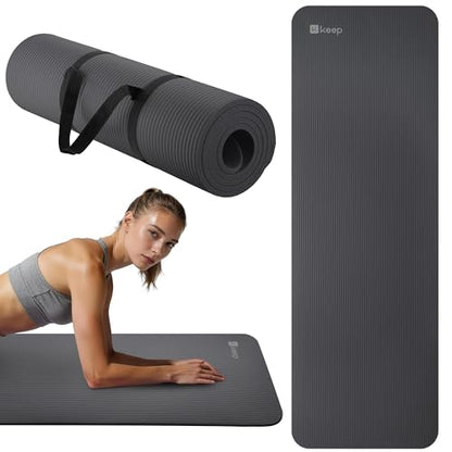 KEEP Extra Thick NBR Yoga Mat - color: Grey, size: 72”x24”x10mm