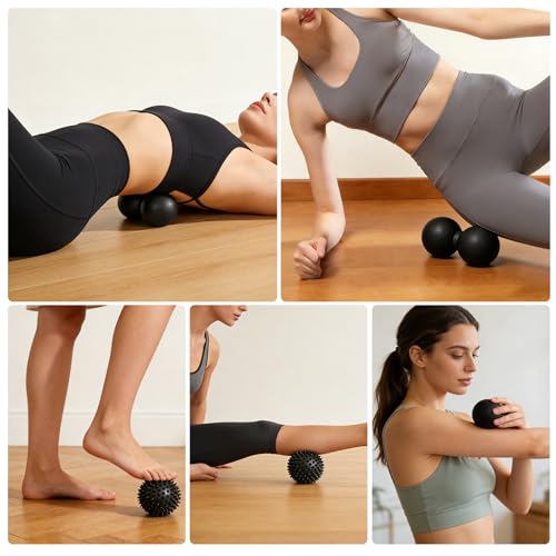 3-in-1 Massage Ball Set, Peanut Ball, Spiky, Lacrosse for Plantar Fasciitis