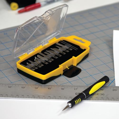 Performance Tool W9170 15-Piece Precision Hobby Knife Set | Includes 14 blades for various projects. Comfortable contoured handle. Convenient storage case - size: Hobby Knife Set (15pc)
