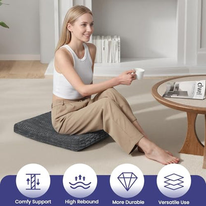 Meditation Cushion, Meditation Mat with Knee Support, Grey - color: Classic Grey, size: 24X24X2 Inch