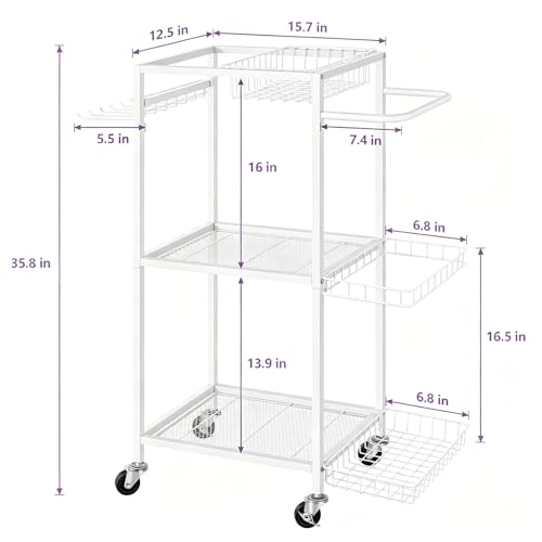 Workout Equipment Storage Rack Metal Yoga Mat Storage Rack, Weight Cart Home Gym Storage Rack with Wheels for Dumbbells, Yoga Mats, Kettlebells, Foam Rollers - color: White