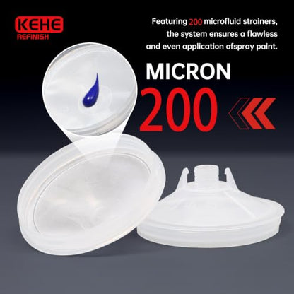 Disposable Paint Cups for Spray Gun 200 Micron,20 Ounce (600ml) Kit with 50 Cups and Lids with Strainer System for HVLP&LVLP,2 Hard Cups with Retainer Ring,20 Plugs,3 Caps,2 Adapters,1 Wash Bottle - size: 20 oz-200 μm-50Pack