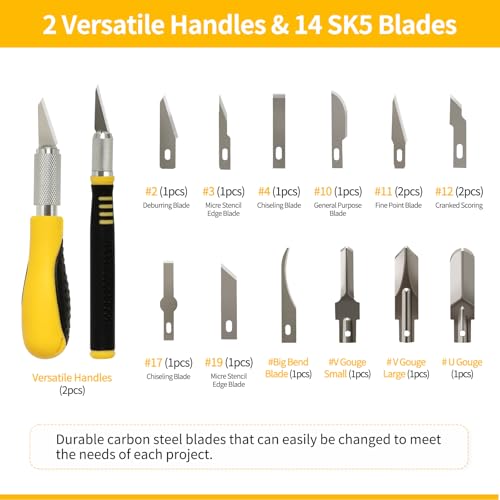 Premium Craft and Exacto Knife Set with 14 Blades - Ideal for Art and Architecture Modeling, Scrapbooking, Engraving, and Sculpture - Perfect for DIY Crafting, Hobbyists, and Professionals (Yellow) - color: Yellow