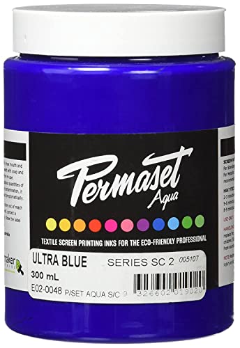 Permaset Aqua Standard 300ml Ultra Blue - Screen Printing Ink for Fabric - Ideal Screen Printing Kit for Home Office, Starter Kit, Fabric Paint, Screen Printer and Other Fabric Ink