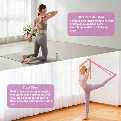Luscinia Pilates Kit,Home Pilates Ring Kit for Women,Pilates Equipment Ring and Ball Set with Pilates Ring, Pilates Ball, Resistance Bands, Figure 8 Band & Accessories Pilates Starter Kit - color: Pink