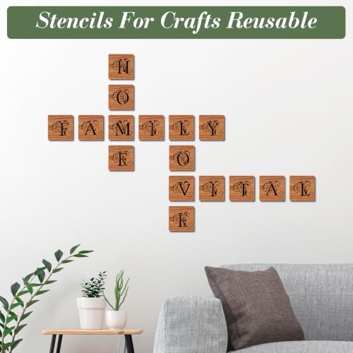 Letter Stencils for Crafts Reusable 26Pcs Stencils(4X4 Inch) | DIY Art Painting Stencil Furniture Decor Kit for Wood Embroidery Wall Silk Screen Journaling - color: A Letter
