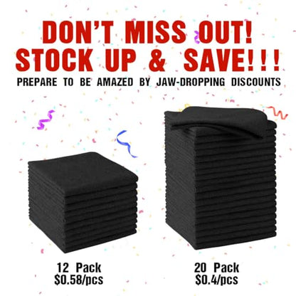 HOMEXCEL Microfiber Cleaning Cloth 20 PK, Towels for Cars and Shop, Black - color: Black
