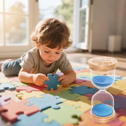 1 Minute Sand Timer, Wooden Hourglass Sand Clock, Small Beech Wood Blue 1 Min Hour Glass, One Minutes Sandglass for Brushing Teeth, Reloj De Arena, Classroom, Game, Kitchen, Home, Office - color: Blue, size: 1 MIn