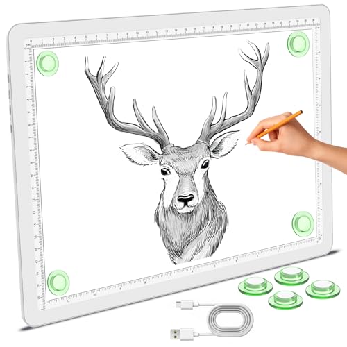 Phylosal Magnetic A4 Light Pad, Super Bright Light Box with Side Button, Diamond Art Light Board, Lightbox for Tracing and Drawing, USB Power Artcraft Light Table for Sketching, Weeding Vinyl (White) - color: White, size: A4 without Handbag