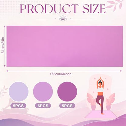 Funtery 3 mm Thin Yoga Mats Bulk, 68 x 24 Inches Lightweight PVC Exercise Mats Non Slip Workout Fitness Pads for Yoga Pilates Stretching Classes Gym Home Studio - color: Purple Series Color