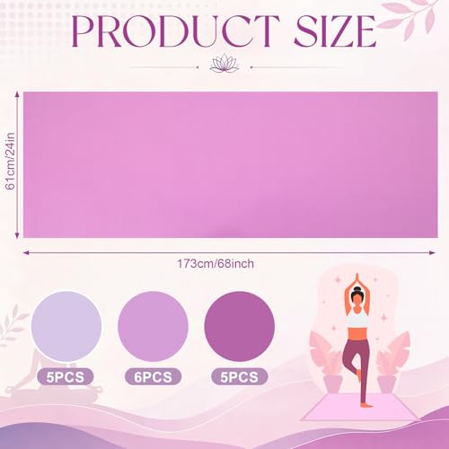Funtery 3 mm Thin Yoga Mats Bulk, 68 x 24 in - color: Purple Series Color