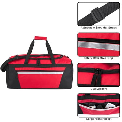 40 Liter, 22 Inch Reflective Duffle Bag with Shoulder Strap for Men, Women, Travel - color: Red