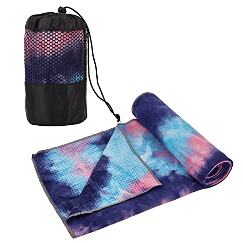 Yoga Towels, Non Slip Hot Yoga Mat Towel with Grip Dots,Super-Absorbent Soft Microfiber Yoga Blanket for Pilates, Fitness and Workout 72inch x 24inch - color: Purple+pink