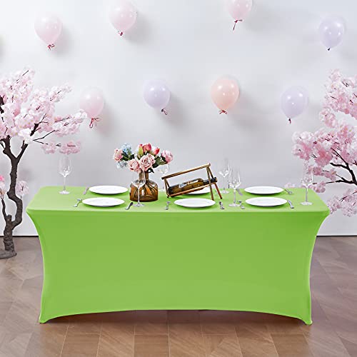 CWK 8FT Spandex Fitted Tablecloth,Rectangular Table Cover,Light Green | Fits 96x30" rectangular folding tables.Wrinkle & stain resistant stretch fabric.Ideal for parties,weddings & vendor events - color: Light Green, size: 96" x 30" (Rectangular)