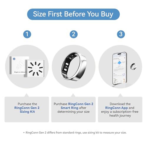 RingConn Gen 2 Smart Ring - Sleep Apnea Monitoring(Silver, Size 13) | No APP Subscription, 12-Day Battery Life, Stress/Heart Rate/Women's Health Tracker, Android & iOS Compatible - color: Future Silver, size: 13