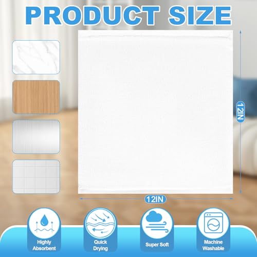 100% Cotton Washcloths Set, 12-Pack White Wash Cloths, 12x12 Inch - color: White 12 Pack