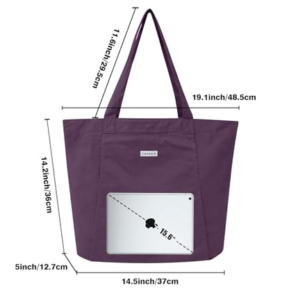 Yoga Mat Bag for Women, Pure Cotton Canvas Yoga Tote with Wet/Dry Pocket, Bottle Holder & Inner Zipper Pocket, Yoga Mat Carrier Bag for Pilates, Gym, Travel, Beach - color: Purple