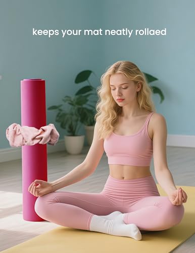 Yoga Mat Scrunchie Yoga Mat Strap Carrier Pilates Mat Holder | Holds Your Yoga Mat in Style, Adjustable & Stretchy Yoga Mat Band, Fits Most Standard Yoga Mats (mat not included),Yoga Gifts - color: Light Pink