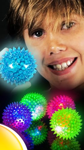JA-RU Light Up Spiky Balls for Kids (12 Pack) – Light Up Bouncy Balls, Spiky Fidget Toys, Sensory Bin Filler, Stress Relief Toy, Bulk Party Favors – 695-12p - size: 12 Pack of Spike Balls
