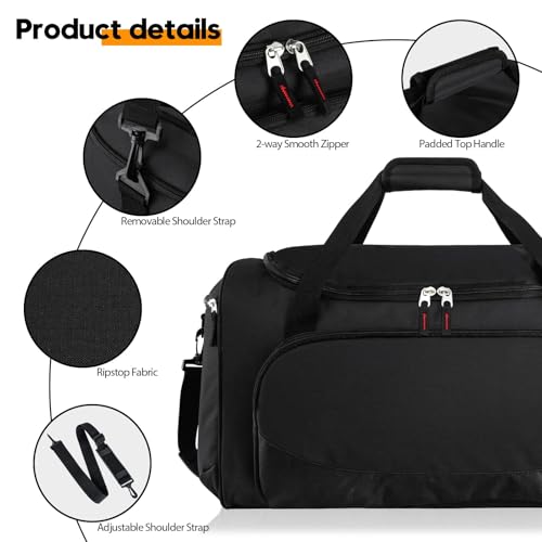 Uarition Gym Bag for Men & Women - 50L Large Duffle Bag for Travel, Black - color: Black