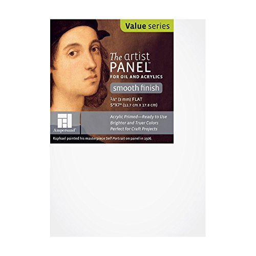 Ampersand Primed Smooth | 5x7 | 1/8" Cradled | Smooth Gesso Panel - color: 1/8" Cradled Profile, size: 5" x 7"
