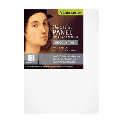 Ampersand Primed Smooth | 5x7 | 1/8" Cradled | Smooth Gesso Panel - color: 1/8" Cradled Profile, size: 5" x 7"