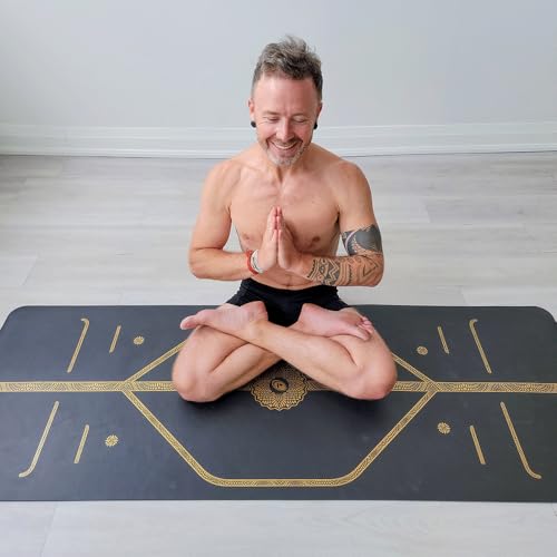 Liforme Travel Yoga Mat - Patented Alignment Design, Advanced Non-Slip Grip - color: Black & Gold