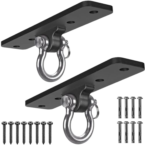 Dolibest Wall Mount Bracket, Ceiling Anchor for Home Suspension Training Kit, Suspension Straps, Gymnastic Rings, Yoga Swing & Hammock, Body Weight Strength Training Systems&Boxing Equipment (2Pcs) - color: 4 Holes Ceiling Anchor- 2 Pack