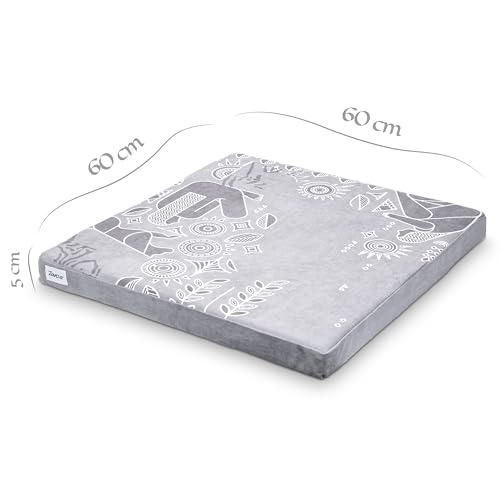 Zaveur Royal Court Meditation Mat With Velvet Cover - 24" x 24" Square Zabuton Thick Yoga Mat - Non Slip Exercise Mat for Home Workout - Thick Foam Exercise Floor Mat for Zafu or Bench - color: Gray
