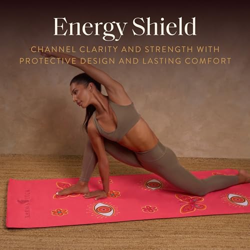 KARMA AND LUCK Radiant Protection Yoga Towel, Absorbent, Non-Slip Hot Yoga Mat Towel, Silicone Grip & Soft Terry Suede for Spiritual Energy Shield & Clarity, 26” x 72” - color: Radiant