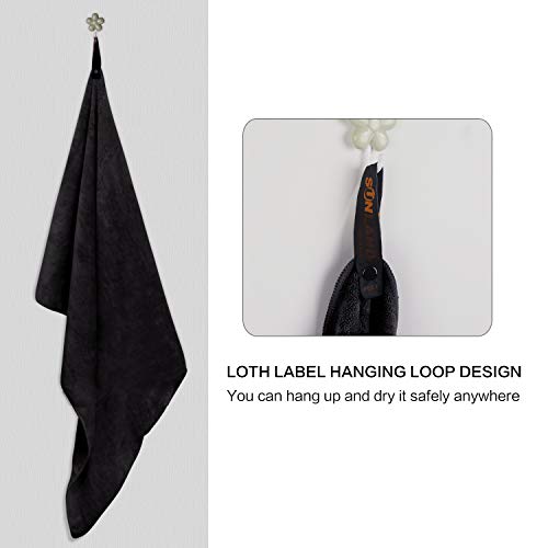 SUNLAND Microfiber Gym Bath Towels for Men Momen 24x48In - color: Black X 2